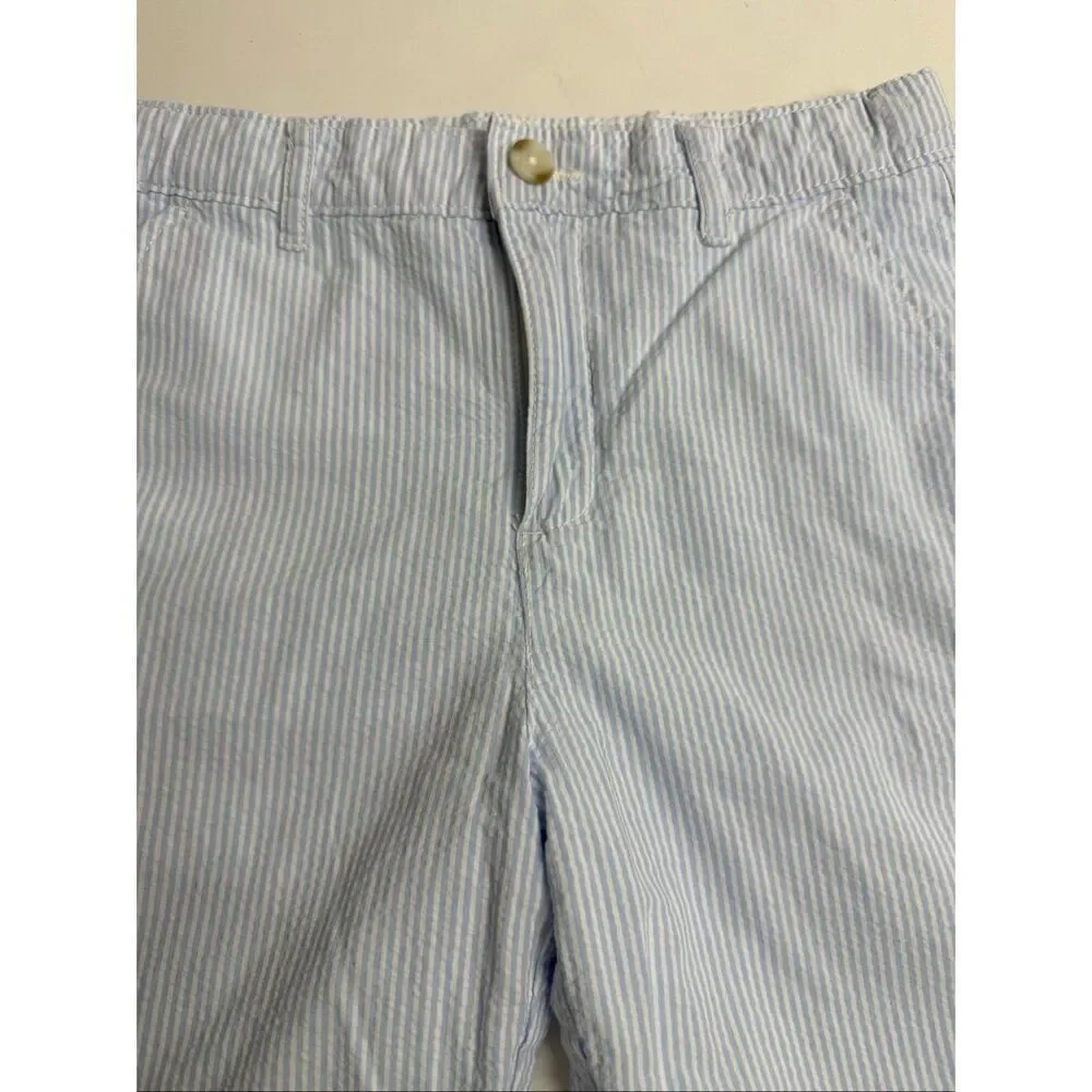 Gymboree Girls Seersucker Shorts Size 10 Blue White Stripe Cotton Summer Preppy